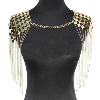 

Fashion Style Exaggerated limited Metal Texture Tassel Shoulder Chain Body tassel Chain for woman jewelry