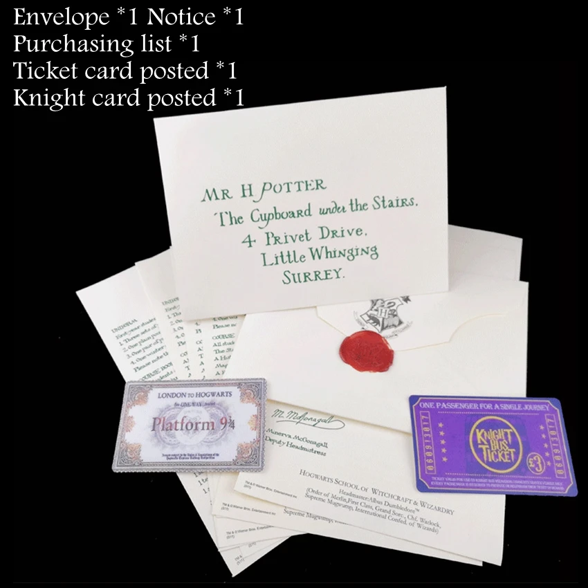Горячая Распродажа, Hp Admission Letter of Hogwartss, фигурки, игрушка Harri, платформа 9, 3/4, поезд, билеты, игрушки для фанатов, детские подарки