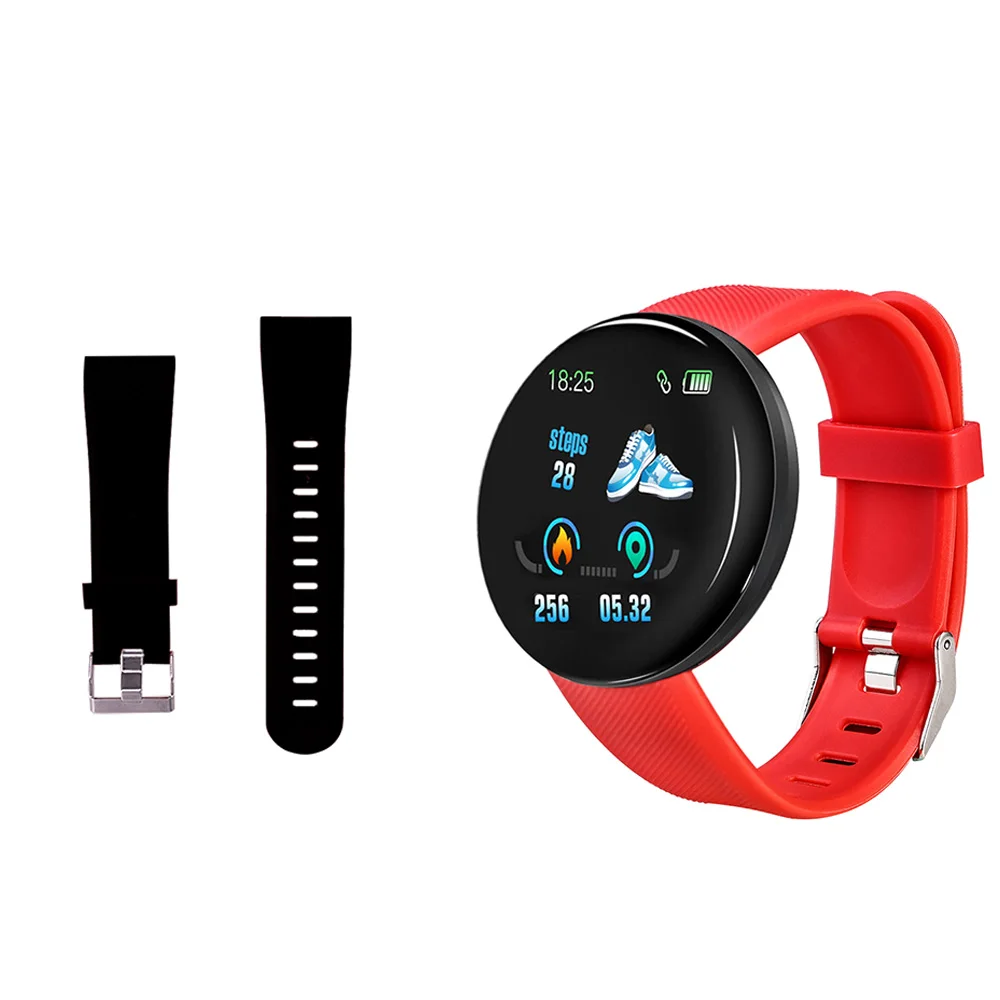 D18 Bluetooth Smart Wristband Blood Pressure Heart Rate Measurement Smart Bracelet Sport Tracker Smart Watch D13 Smartwatch - Цвет: Red N Black strap