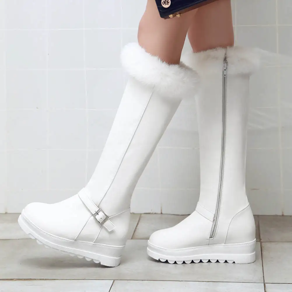 SARAIRIS/Новые брендовые зимние сапоги, Размеры 33-43 женские модные зимние теплые сапоги до колена на меху с ремешком и пряжкой г. Женская нескользящая обувь