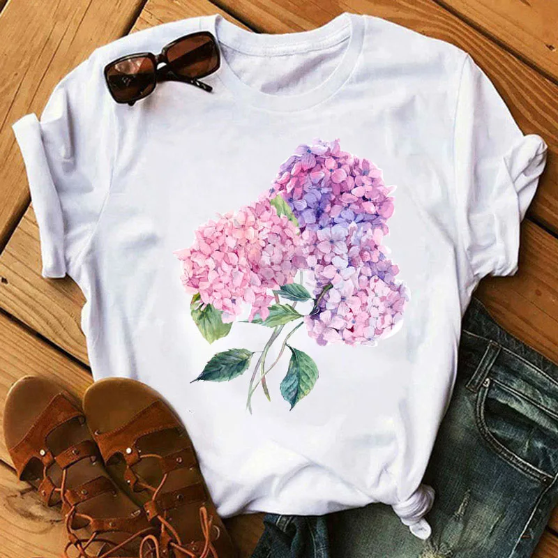 Women T Shirt Cartoon Tops Colorful Heart Dog Paw Print T-shirt Female Summer T-shirt 90s Girls Short Sleeve Tee Black T-shirts cute summer crop tops