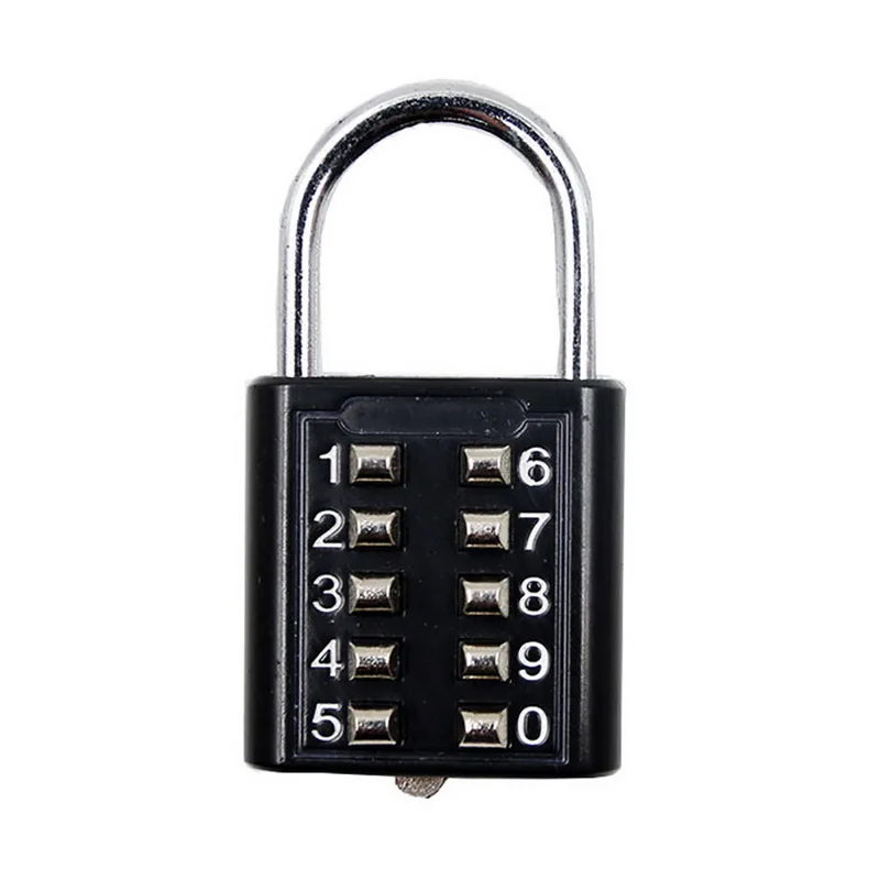 Style 1 black 10 цифр Кнопка Комбинации замок 5 цифр запирающий механизм цинковый сплав Анти-кражи цифры пуш-ап Пароль замок 4 цвета Новые - Цвет: Style 1 black