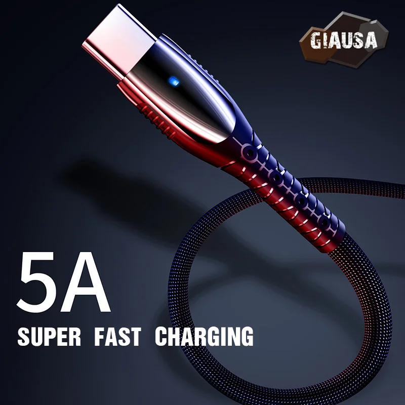 

Type-C Cable 5A Fast Charging USB Super Durable Will Not Break Sync Data Charge For Samsung Xiaomi Huawei Android Mobile Phone