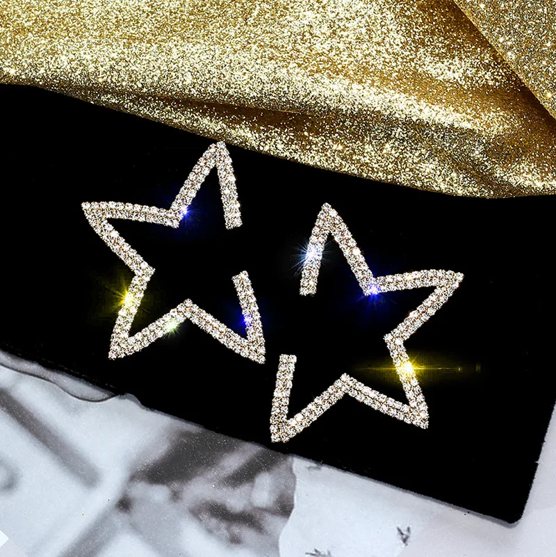 Блестящие сбоку Новые Модные фирменные ювелирные изделия Необычные серьги-гвоздики в виде звезды для женщин эффектный подарок простые серьги с кристаллами