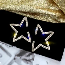Блестящие сбоку Новые Модные фирменные ювелирные изделия Необычные серьги-гвоздики в виде звезды для женщин эффектный подарок простые серьги с кристаллами