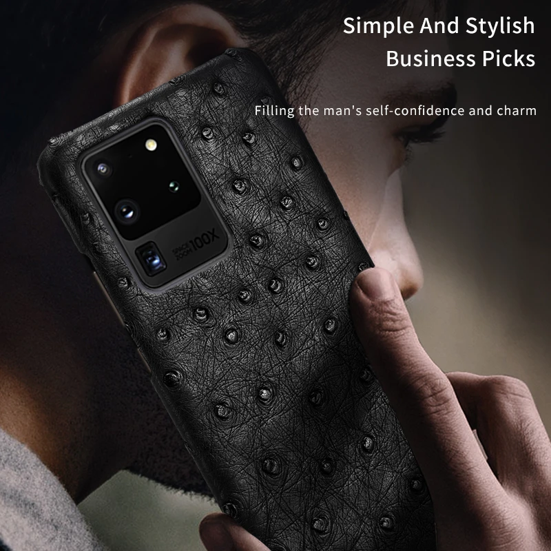 100% Genuine Ostrich Leather Phone Case For Samsung Galaxy S20 Ultra S8 S9 S10 S20 Plus A51 A50 A70 A71 Note 10 20 Luxury Cover 100% Genuine Ostrich Leather Phone Case For Samsung Galaxy S20 Ultra S8 S9 S10 S20 Plus A51 A50 A70 A71 Note 10 20 Luxury Cover