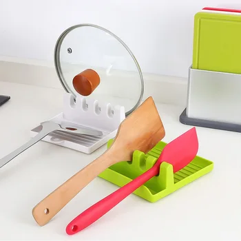

Cooking Tools Kitchen Silicone/PP Spoon Rest Utensil Spatula Holder Heat Resistant Storage Shelves 3 Colors