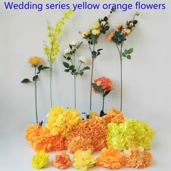 

Home Artificial Simulation Orange Yellow Hydrangea Rose Flower Living Room Window Decor Fake Flowers Wedding GuideScene Decor