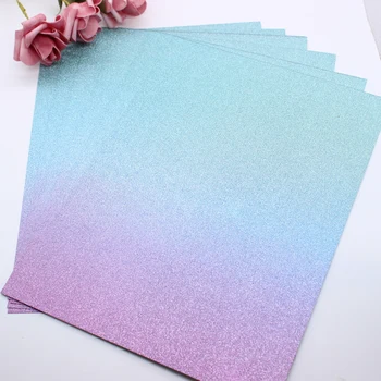 

YPP CRAFT A4 Ombre Glitter Premium Card Pack 220GSM 6Sheets Green Blue & Purple