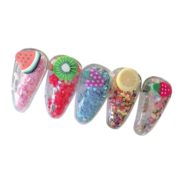 

5pcs Hairpins Durable Fruits Creative Sequins Transparent Decorative Bobby Pins for Children Girls