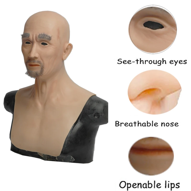 Силиконовая маска для старика, Реалистичная маска ручной работы для лица, маска на голову, Ajusen, для Хэллоуина, вечерние, для косплея трансвеститов