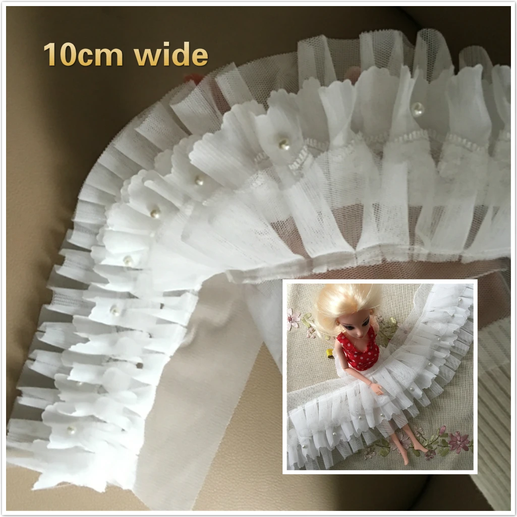 

10cm Wide Three-layer Pleated Chiffon Mesh Lace Fabric Handmade DIY Clothes Skirt Wedding Sewing Bag Hat Home Textile Decoration