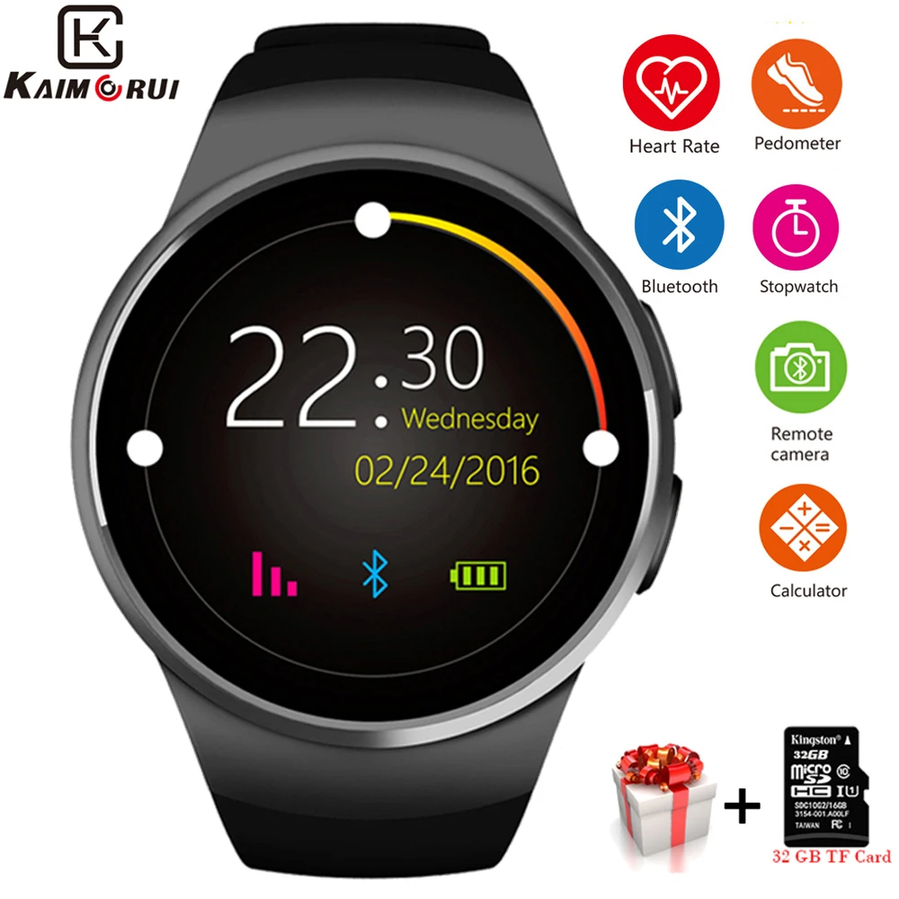Kaimorui KW18 Смарт-часы для мужчин Bluetooth шагомер сердечного ритма спортивные подключаемые к телефону часы TF sim-карты Smartwatch для Xiaomi Android IOS