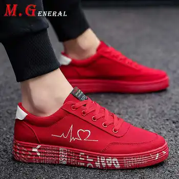 

Large Sizes Shoes Woman Lace Up Sneakers for Women Graffiti Vulcanize Shoes Ladies Canvas Low Footwear Red Women's Flat Shoe C64