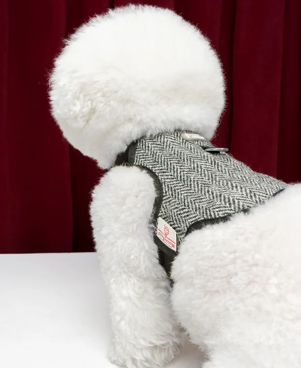 WHITE BLACK TUFF HOUND жгут для домашних животных зимой Харрис Твид шерсть фланелевый жилет быстросъемный питомец Рождество Собака Теплая осенняя/зимняя одежда - Цвет: WHITE BLACK