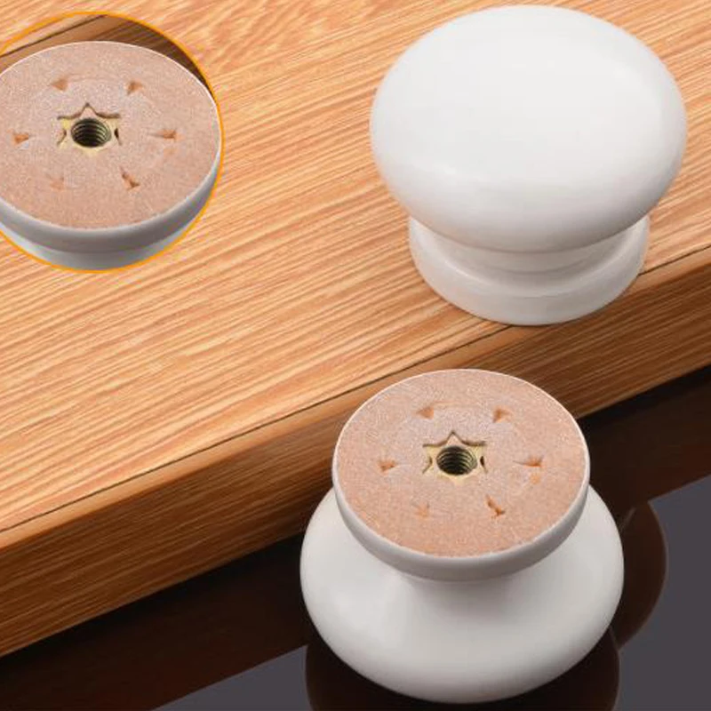 Door Knobs Cabinet Drawer Knobs Natural Wooden Round Handles Solid Wood Door Knobs Single Hole Cabinet Drawer Wardrobe Pulls Home Decorate Furniture Hardware