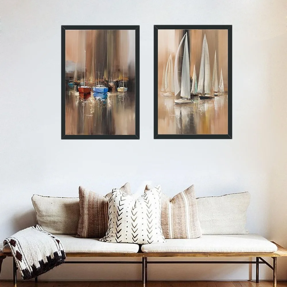 Nordic Abstract Canvas Oil Painting Sea Sailing Boat Reflection Pictures Living Room Bedroom Dining Room Wall Art Decor Painting Painting Calligraphy AliExpress