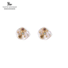 YMYW Роскошные шикарные стразы, Пресноводный Жемчуг, серьги-гвоздики, очаровательные медные серьги для женщин, вечерние серьги, Bijoux En Argent 925