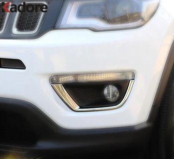 

For Jeep Compass 2017 2018 2019 2020 ABS Chrome Exterior Front Fog Light Lamp Cover Trim Frames Car Exterior Accessories