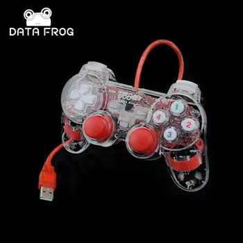 

3 Colors Transparent LED Wired USB Gamepad Double Vibration Joystick Game Controller Joypad For PC Laptop For Win7/10/XP Clear