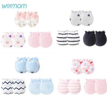 

Warmom 3Pairs Newborn Baby Anti-scratch Mittens Infant Anti Scratching Gloves Kids Protection Face Cotton Mittens For 0-6 Months