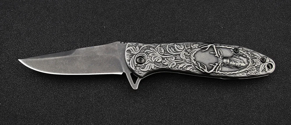 Coleção faca tático lâmina dobrável faca utilitário-veados gravado bolso faca