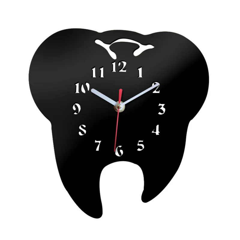 Новые зеркальные декоративные настенные часы для дома, креативные часы "зуб", настенные часы для детской спальни, гостиной klok - Цвет: 2476-black