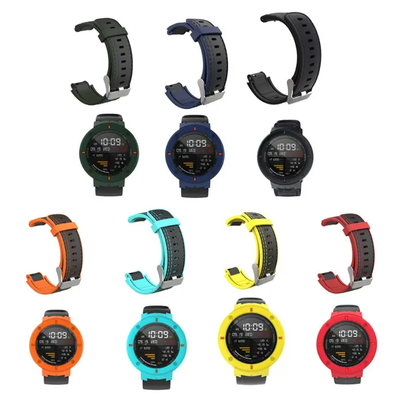 

Soft Silicone Watchband Wrist Strap Bracelet Anti-Scratch Watch Case Protective Cover Shell for Huami Amazfit Verge Smart Watch