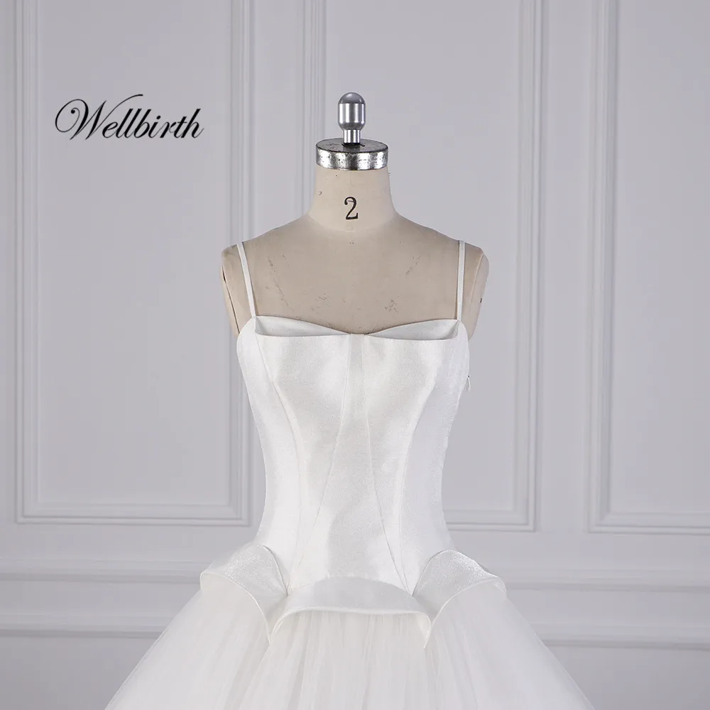 Реальное изображение Wellbirth Vestido de novia Возлюбленное-декольте бальное платье свадебное платье Спагетти ремень свадебное платье js004
