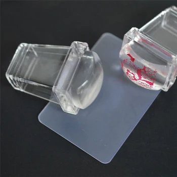 

1sets NEW Pure Clear Jelly Silicone Nail Art Stamper Scraper Sets Transparent Polish Print Nail Stamping Tools LAND235
