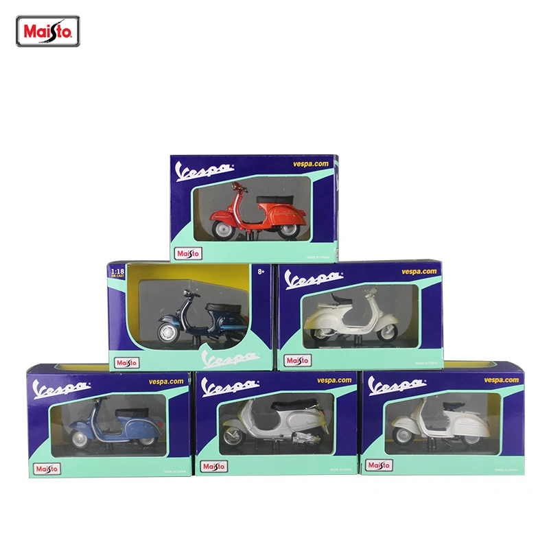 

Maisto 1:18 12 styles Piaggio scooter alloy model Vespa Vespa motorcycle model Roman holiday Collecting gifts