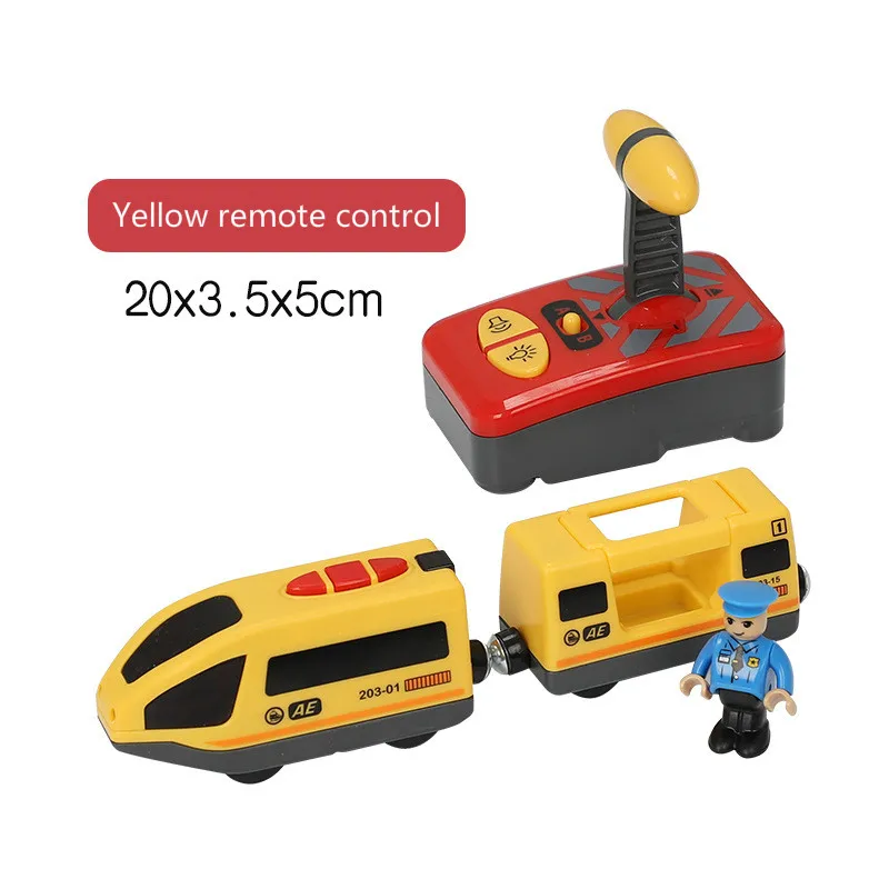 Пульт дистанционного управления Rc электрический игрушечный поезд набор с деревянная рейка пульт дистанционного управления игрушка детский электрический игрушечный поезд Забавный подарок - Цвет: Yellow  control
