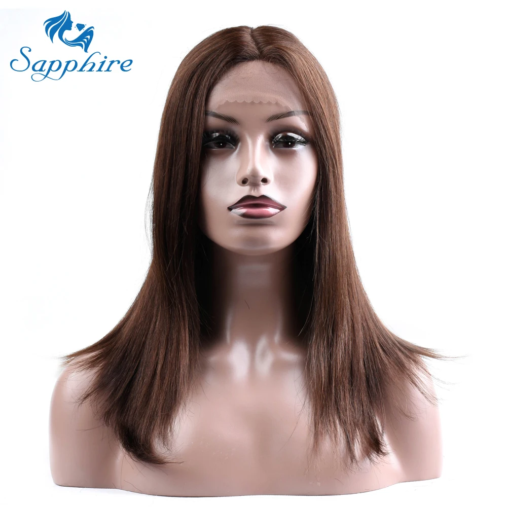 Сапфир 12 14 16 дюймов кружевные передние человеческие волосы парики бразильские волосы парик с естественными волосами отбеленные узлы