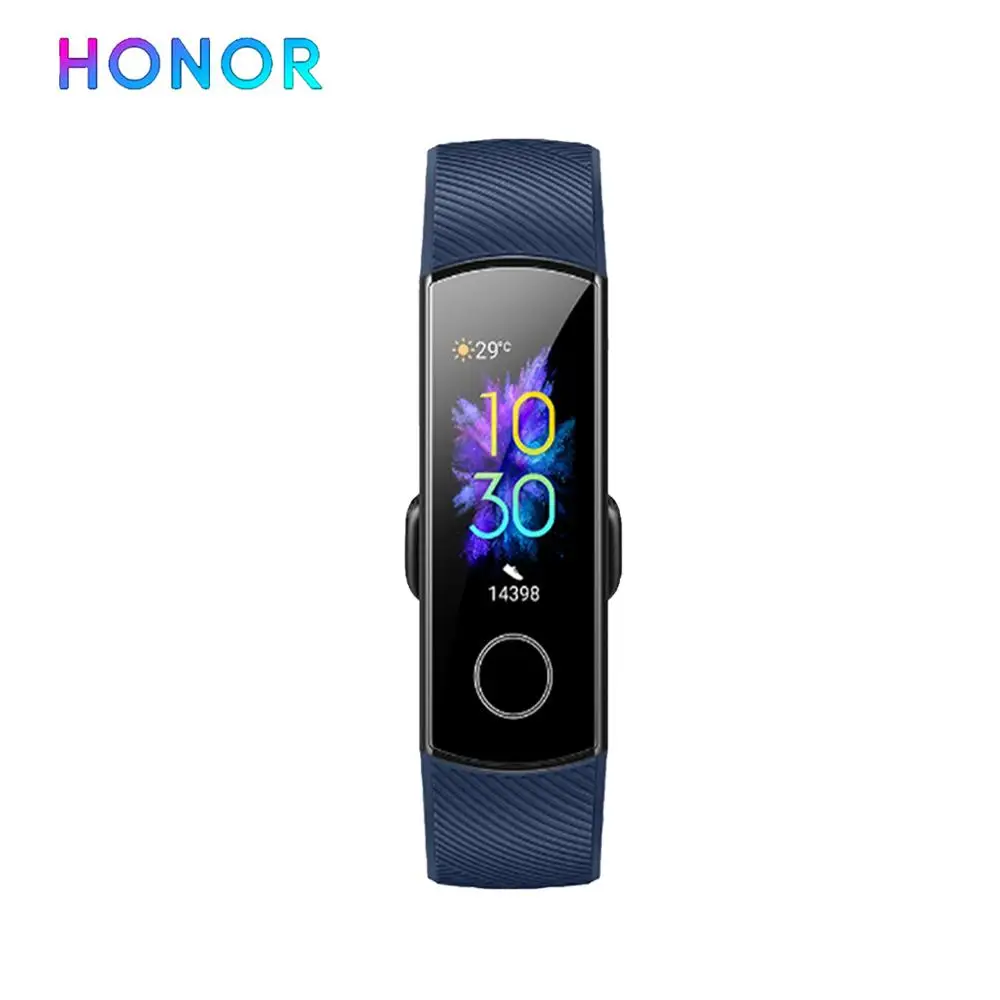 Huawei Honor band 5, смарт-браслет, глобальная версия, кровяный кислород, Смарт-часы AMOLED, сердцебиение, бешеный, ftness, трекер сна, несколько лангов - Цвет: CN Version Blue