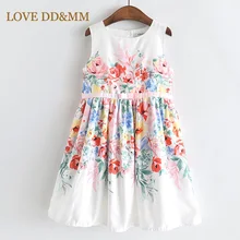 Платья для девочек с надписью «LOVE DD& MM» Новинка года, детская одежда Сетчатое платье-майка без рукавов с круглым вырезом и цветочным рисунком детская одежда для девочек