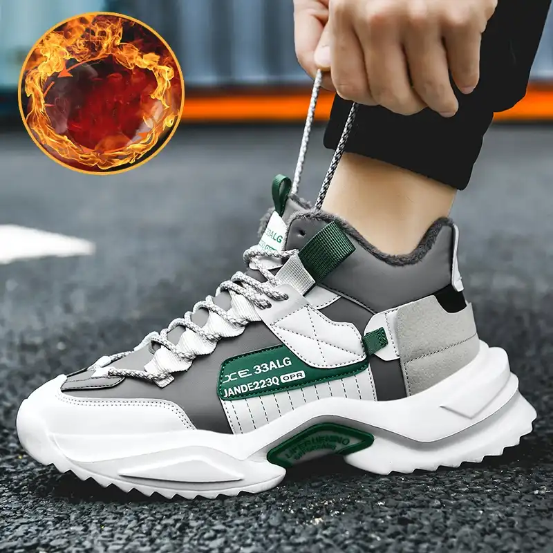冬のスポーツシューズメンズブランドゴムプラットフォームランニングシューズメッシュ分厚いスニーカーカジュアルオムzapatillas Hombre保温 ランニングシューズ Aliexpress