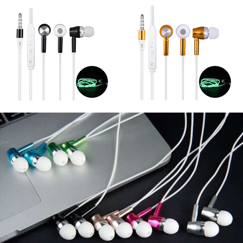 

3.5mm In-ear Stereo Luminous Earphones Luminous Night Light Glowing Headset In-Ear Stereo Sport With Mic