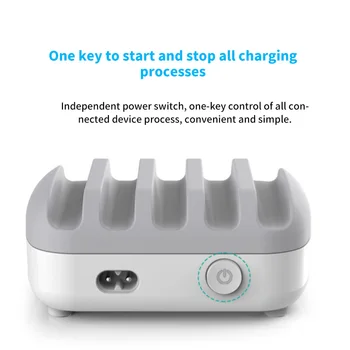 

5 intelligent Charging Dock USB Quick Charger USB Charging Docking Station One-Key Switch Holder For Smart Phone Tablet PC