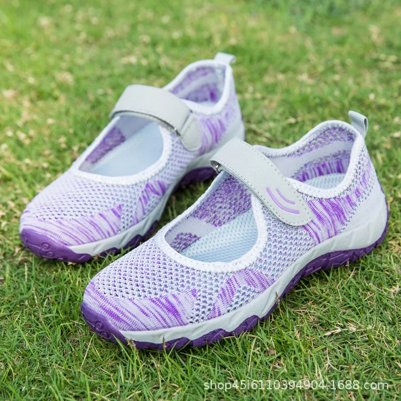 

Summer Non-slip Net Shoes Mom Shoes Middle-aged Walking Shoes Old Man Shoes Soft Bottom Slip-on Mesh Athletic Shoes Cool Shoes W