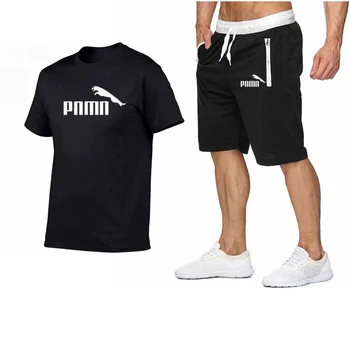 

Summer New Tracksuit Men Shorts Casual Men's Sportswear Suit Shorts Brand Clothing Two Pieces Top Tee+Shorts Sweat Suits 2019