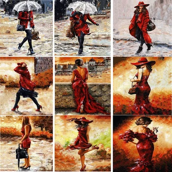

Girl Painting By Number On Canvas Handmade Frame Woman Figure Acrylic Paints For Adults Drawing DIY Kits Picture Home Decor Art