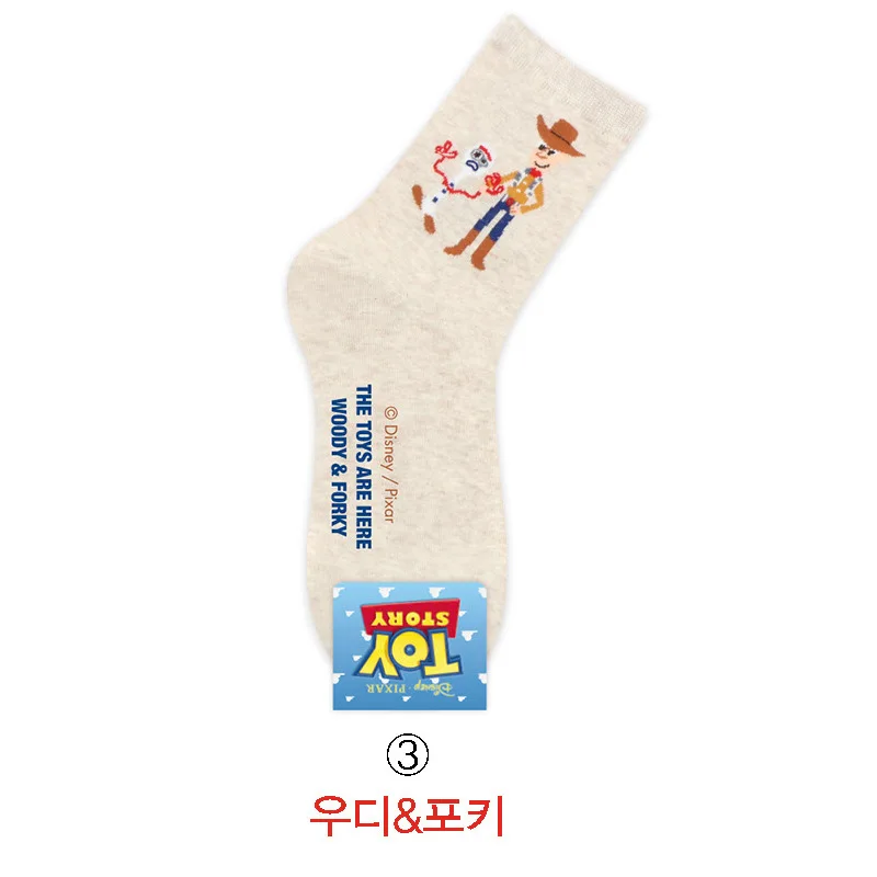 Хлопковые носки с изображением героев мультфильма «Дисней», «История игрушек», «ледяная Романтика», «Стич», «Микки», хлопковые носки ярких цветов, милые аниме - Цвет: Color1