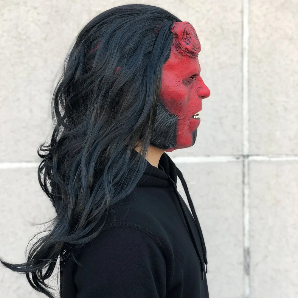 Hellboy Rise of the Blood Queen Mask Cosplay Hellboy Call of Darkness Latex Masks Helmet Horror Halloween Party Props4