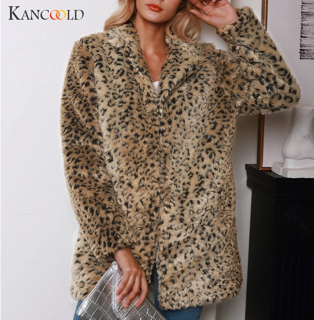 KANCOOLD, женский осенний и зимний леопардовый кардиган, модное плюшевое пальто из искусственного меха, зимний теплый кардиган, пушистая плюшевая куртка