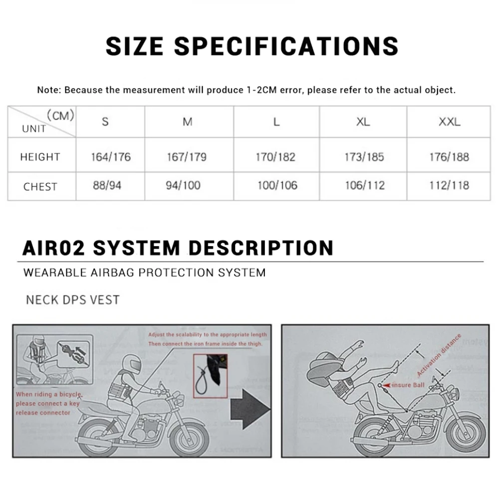 Jaqueta de motocicleta masculina, bolsa de ar