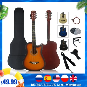 

Aiersi 38 inch Acoustic Guitar 6 String Music Instrument guitarra for beginner with gitar string,capo,picks and pickguard
