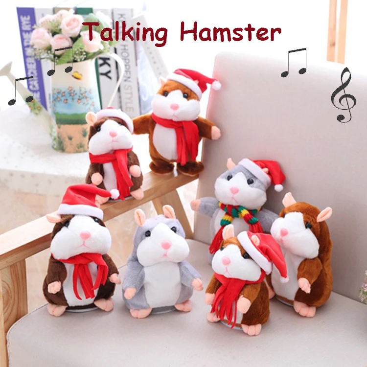 Рождественский хомяк говорящая игрушка для домашних животных мягкий милый звук детский подарок хомяк ребенок рождественские подарки игрушка