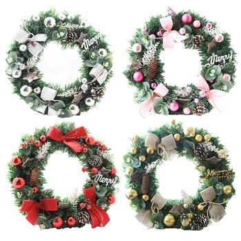 

40cm Christmas Wreath Window Door Pendant Artificial Pine Rattan With Pinecone Glitter Balls Christmas Thanksgiving Day Decor
