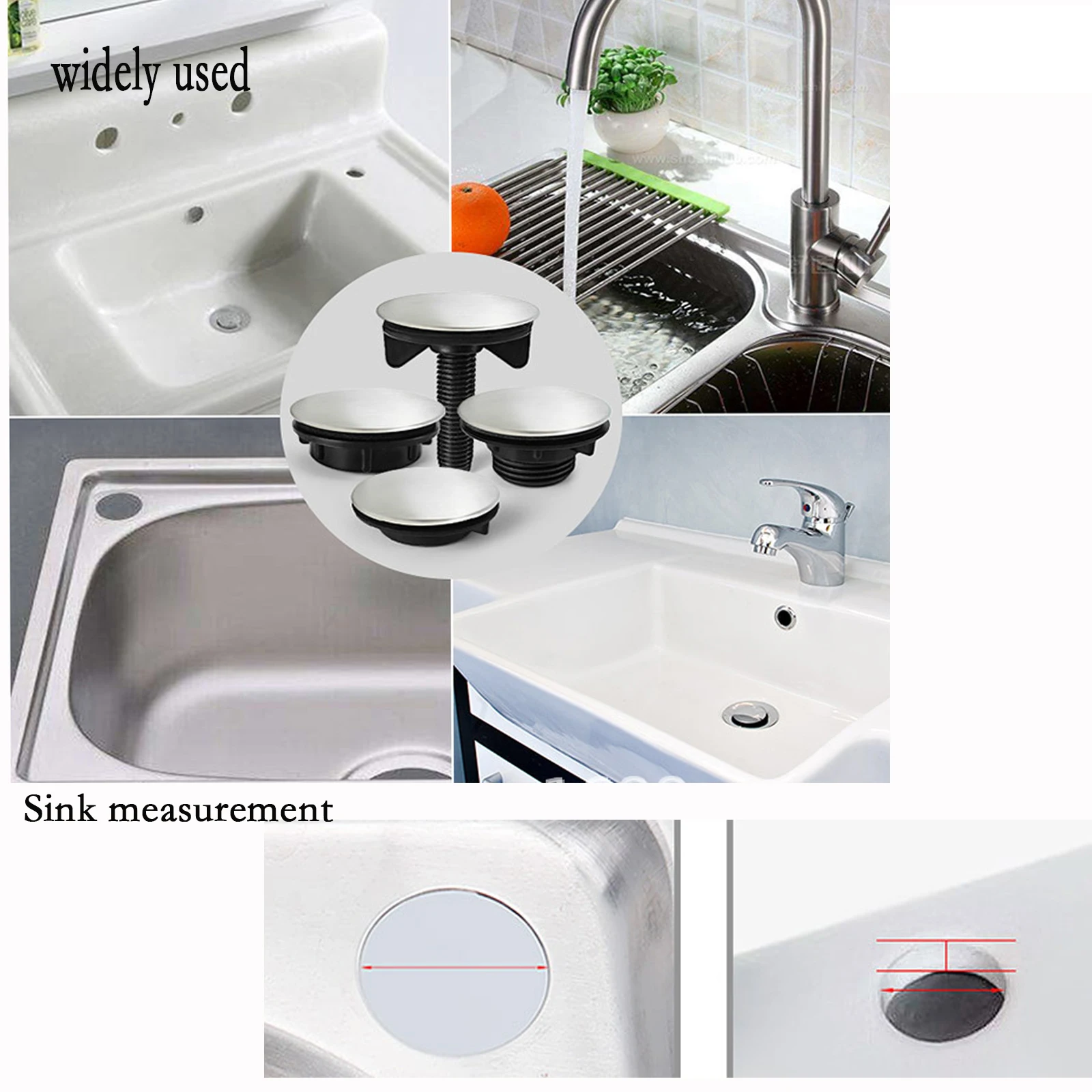 granite kitchen sink 304 Stainless Steel Kitchen Sink Hole Cover Faucet Tap Hole Plate Stopper Cover Blanking Metal Plug Kitchen Gadge Supply Durable smart faucets