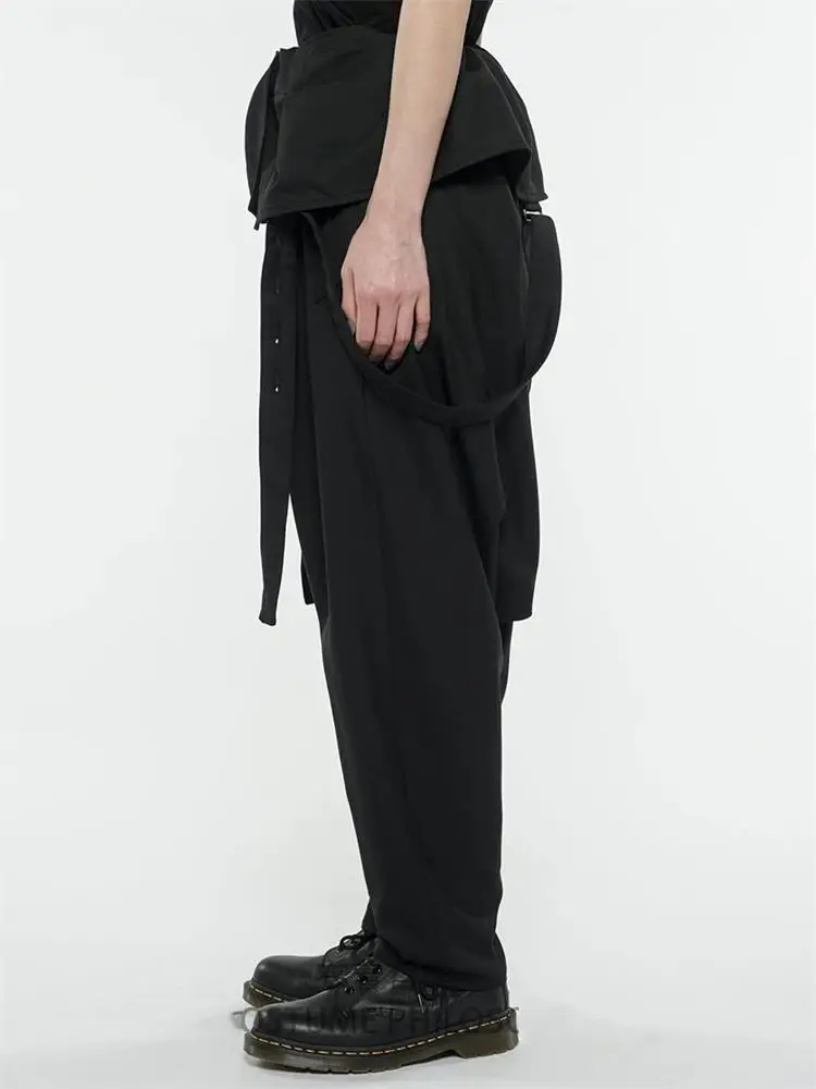 Hairstylist fashion street overalls work pants plus size singer outfit men's slacks slouchy look